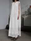 INTO THE EAST 25 Autumn/Winter Water-soluble Floral Round Neck Drawstring Dress ITE-E1DGSS030WT20DS-BAI White